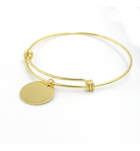 Pulsera Brazalete Círculo Acero Inoxidable Chapado En Oro