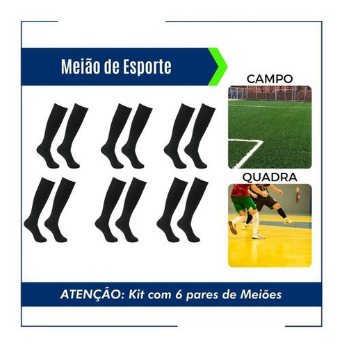 Imagem 3 de 5 de Kit 12 Pares Meião Futebol