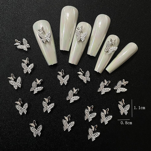 10 Pzs Arte De Uñas 3d Moño Piedras Estilo Francés