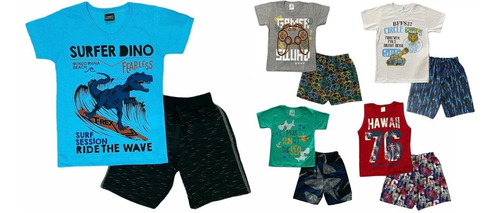 Kit Com 5 Conjuntos - Conjunto Infantil De Verão Menino