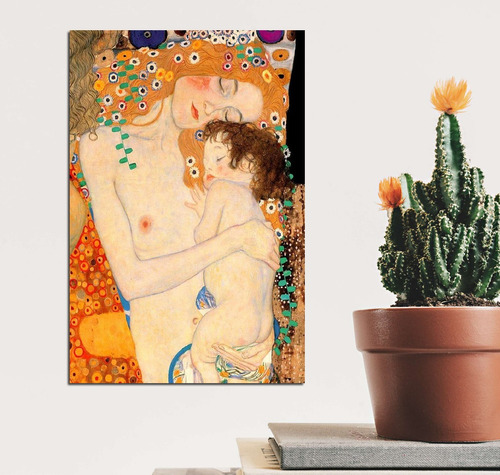 Vinilo Decorativo 50x75cm Klimt Mother & Baby Hijo Amor