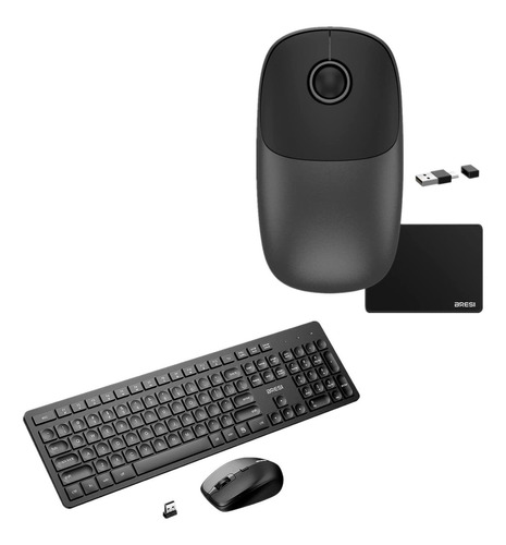 Teclado Inalambrico + Alfombrilla Mouse Soporte Para Muñeca