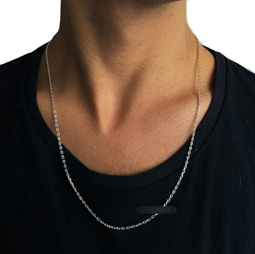 Collar Hombre Plata 925 Cadena Forcet Cruz Cristo 1.5mm Plata / 70 Cm