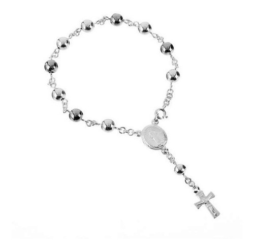 Denario Pulsera De Rosario Niña Niño Plata .925 Confirmacion