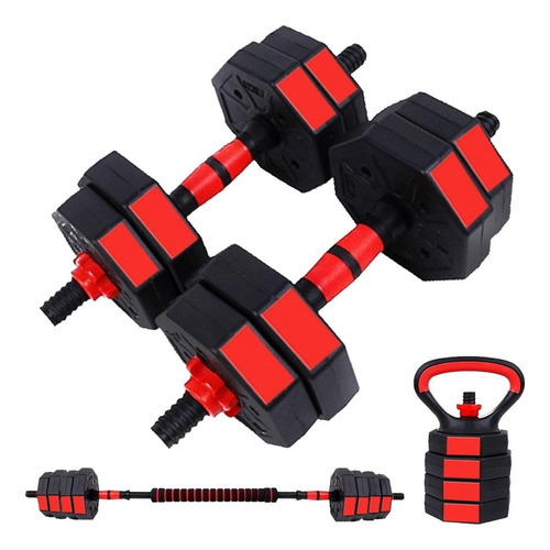 Set 2 Mancuernas Ajustables Total 10kg + Barra + Kettlebell