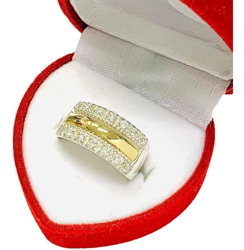 Anillo Ancho Con Cinta 10mm Y Micropave Plata 925 Ap 255