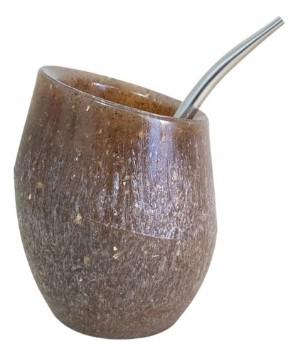 Mate, Reciclable Ecofriendly + Bombilla Por Unidad Marrón Reciclable Ecofriendly