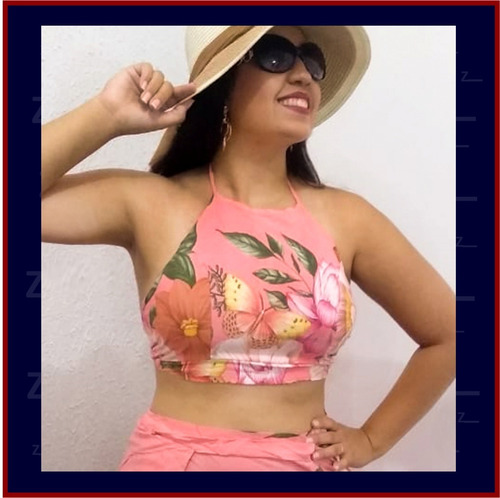 Conjunto Cropped Com Saia Envelope - Alcinhas Reguláveis