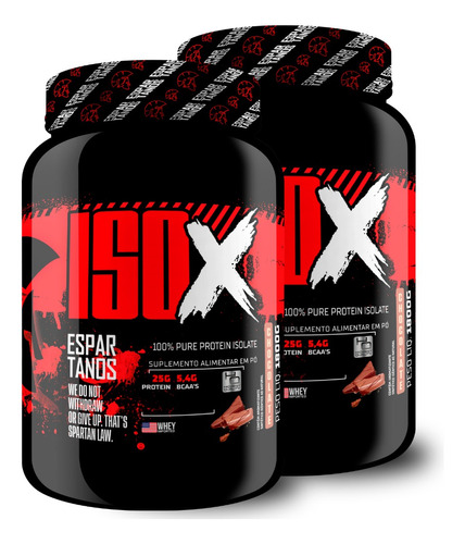 Kit 2x Suplemento Em Pó Whey Protein Isolado Iso X 1800g Sabor Chocolate