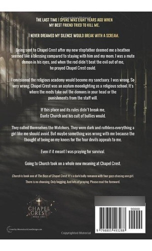 Church A Dark Bully Romance The Boys Of Chapel..., De Reuss, K.g.. Editorial Independently Published En Inglés