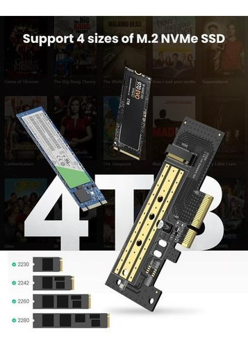 Imagen 7 de 10 de Tarjeta Pci Express 3.0x4 Para Ssd M.2 Nvme Adaptador Ugreen