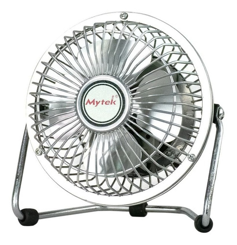 Imagen 2 de 2 de Ventilador de mesa Mytek 3131 gris con 4 aspas color plateado de metal, 4" de diámetro 127 V