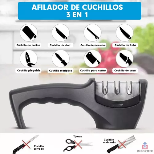 Afilador De Cuchillos Cocina 3 Etapas Manual Ergonómico