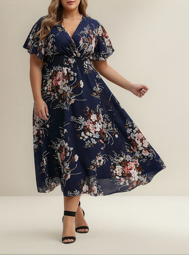 O Plus Vestido De Mujer De Talla Grande Con Estampado Floral