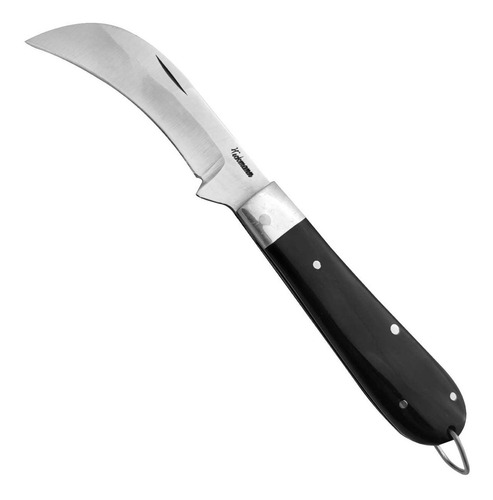 Canivete Britola Foice Bolso Aço Inox 420 Clip Cabo Chifre