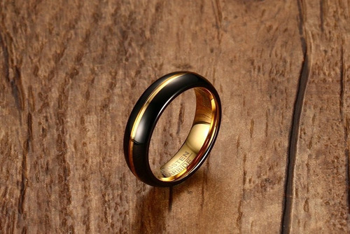 Imagen 5 de 8 de Anillo De Tungsteno, Magno I Negro Y Dorado
