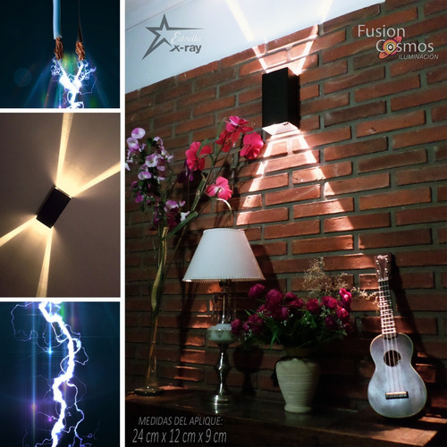 Aplique Interior Efecto Rayo X C/ Lampara Led 6w Pack X2unid