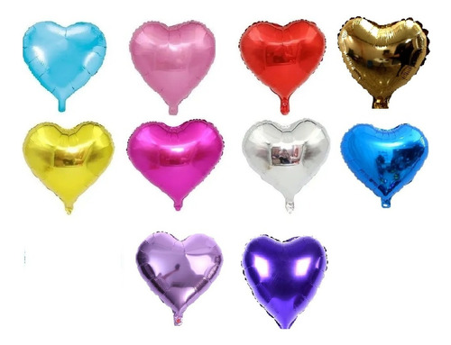 20 Globos Metalicos Corazon De 9 Pulgadas 23 Cm