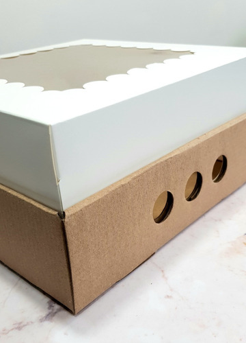 Caja Para Tortas/desayuno Con Visor ( Pack X10 U.) 25x25x12