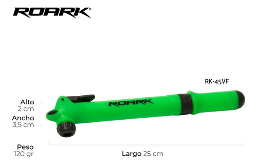 Inflador De Bicicleta Roark Doble Valvula Mtb 80psi Soporte
