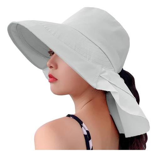 Gorro De Sol Para Mujer Con Protección Uv, Ala Ancha, Cola D