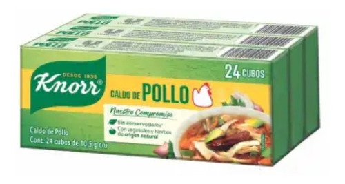 Caldo De Pollo Knorr 3 Pzas Con 24 Cubos C/u