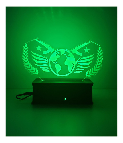 Counter Strike, Game, Csgo, Luminária Led, 16 Cores+controle Cúpula 16 Cores Estrutura Preto