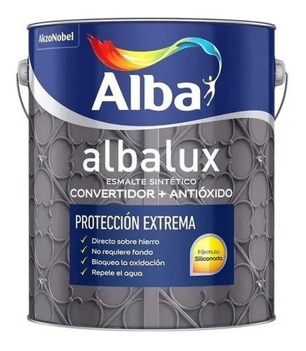 Pintura Esmalte Sintético Albalux 2 En 1 Forja 4 Lts- Iacono Color Negro