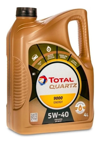 Aceite Total Quartz 9000 5w40 100% Sintético X 4 Litros