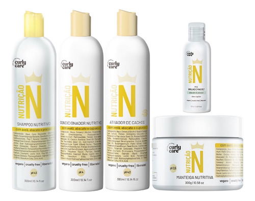 Kit Curly Care Nutrição Higienização Manteiga Ativador Óleo