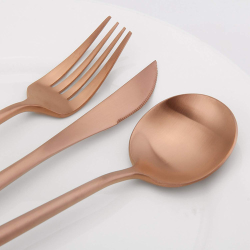 Juego De Cubiertos Vanys Matte Rose Gold, 20 Piezas Para 4 P