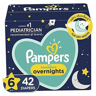 Pampers Overnight Pañales Etapa 6, 42 Piezas. Para Bebés