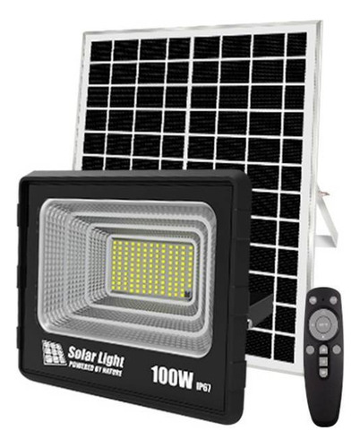 Foco Exterior Led 100w Con Panel Solar Luz Jardin Diginet