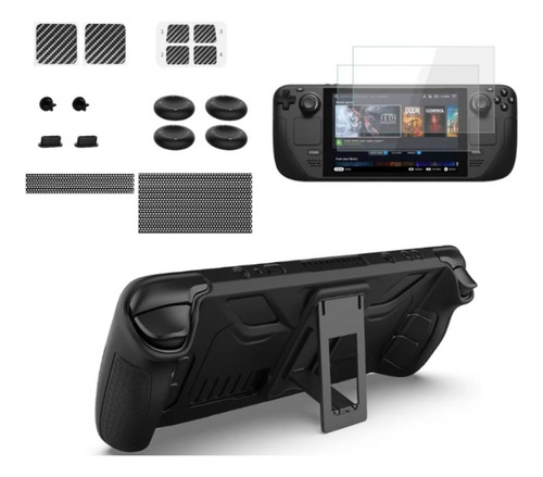 Funda + 2 Micas + Tapón Protector Antipolvo Para Steam Deck