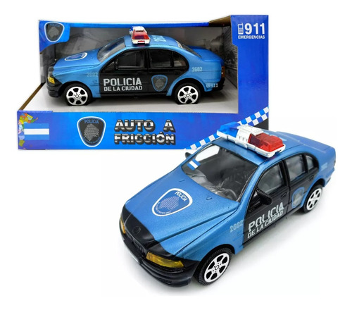 Auto Juguete Patrullero Fricción 18cm Policia De La Ciudad Policia Ciudad Celeste