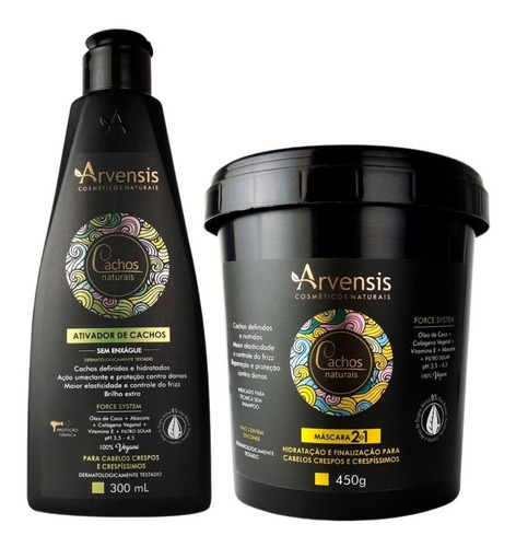 Kit Arvensis Cachos Ativador Crespo 300ml + Máscara 2x1 450g