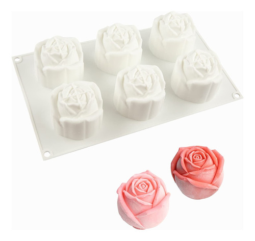 Molde Silicona Con Forma Rosa,6 Cavidades, Molde Mousse.