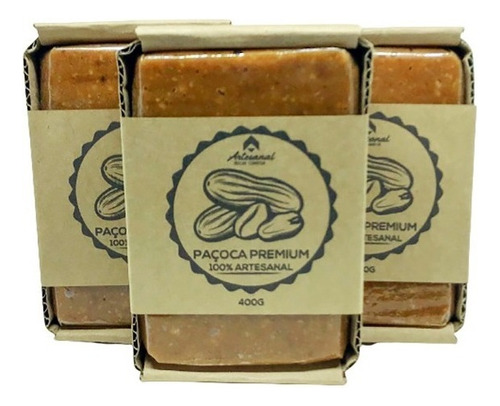 Doce de doce de amendoim Paçoca Premium sem TACC em caixa 1200 g pacote x 3