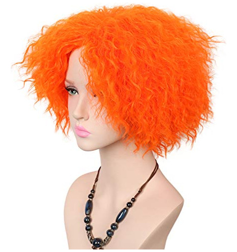 Moda Corta Rizada Naranja Cosplay Peluca Halloween Cosp...