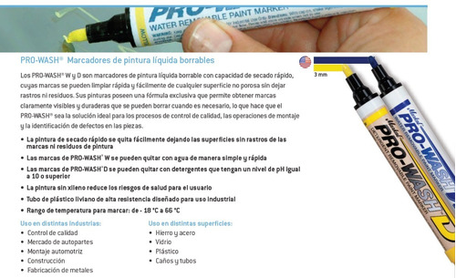 Marcador Fibra Fibron Para Vidrio Lavable Markal Pro Wash W