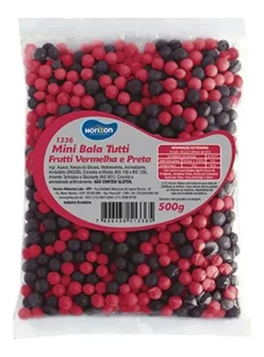 Mini Bala Vermelha E Preta Tutti Frutti 500 G - Horizon