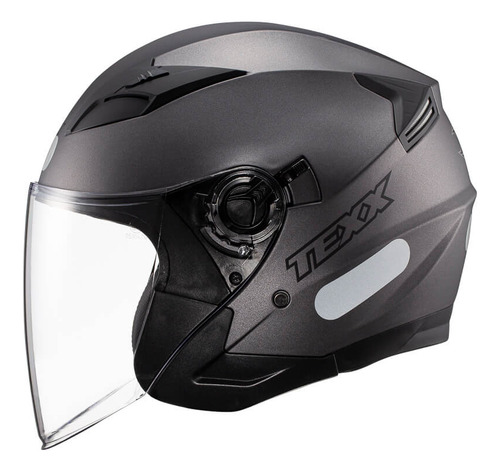 Capacete Aberto Com Viseira Dupla Texx Ugello Motociclista Cor Chumbo Tamanho do capacete 62