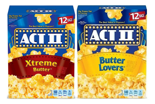 Act Ii Palomitas Lovers Y Extreme Butter 2 Pack 24 Bolsas Us