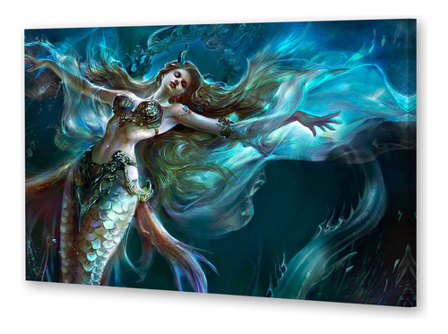 Cuadro 40x60cm Sirena Diosa De Profundidades Mitologia