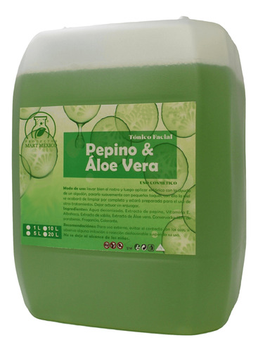 Tónico Facial Agua De Pepino & Aloe Vera 5 Litros