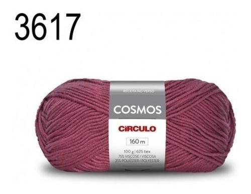 Fio/lã Tricô Cosmos Circulo 100g 160m (tex 625) 75% Viscose Cor 3617 - CARMESIM