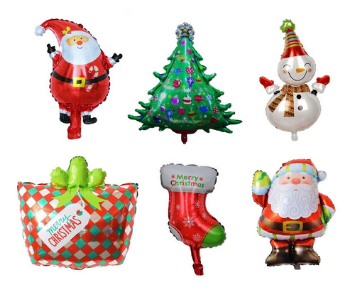 Pack 24 Globos Metálicos Navidadeños 30 Cm Sin Varillas