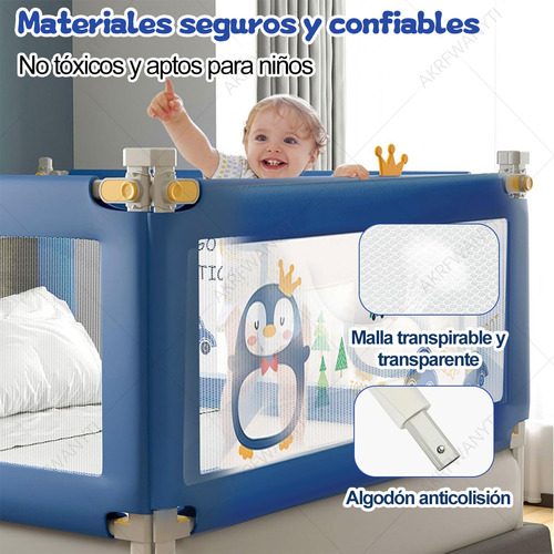 Barandilla Protector Cama Infantil Barra Seguridad 2m/1.5m 2