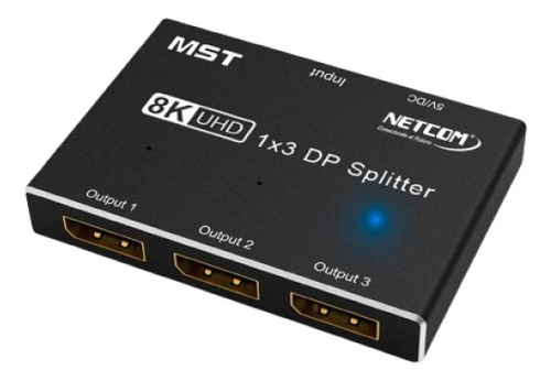 Splitter Displayport 1.4 1x3 Duplica -extiende 8k60hz Netcom