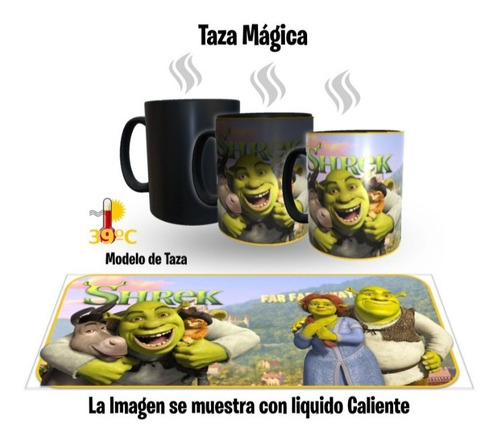 Taza Magica De Ceramica 320 Ml, Modelo, Shrek